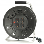Derulator tambur negru 4 prize IP20 H05VV-F 3G2 5mmp 50ml 103418