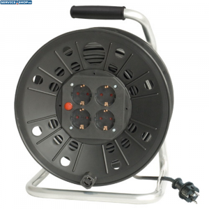 Derulator tambur negru 4 prize IP20 H05VV-F 3G2 5mmp 50ml 103418