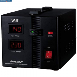 Stabilizator de tensiune cu servo motor 2000VA 1200W Well SECURE2000-WL