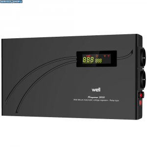Stabilizator de tensiune cu releu 2000VA/1200W Well AVR-REL-SLIMPOWER2000